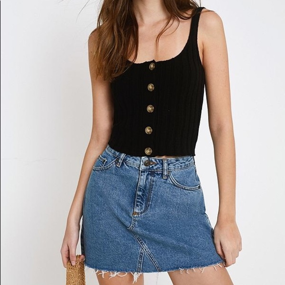 BDG Vintage Blue Notched Denim Skirt